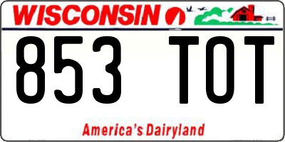 WI license plate 853TOT