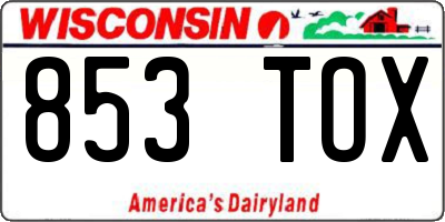 WI license plate 853TOX