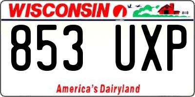WI license plate 853UXP