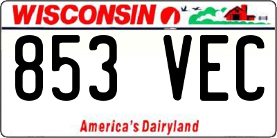WI license plate 853VEC