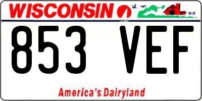 WI license plate 853VEF