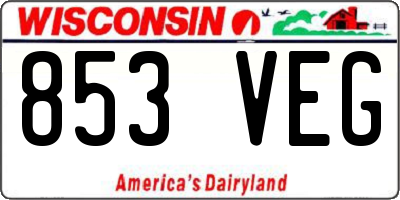 WI license plate 853VEG