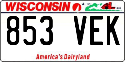 WI license plate 853VEK