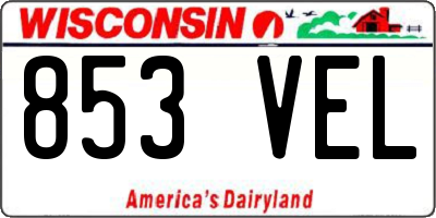WI license plate 853VEL