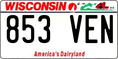 WI license plate 853VEN