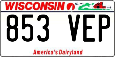 WI license plate 853VEP