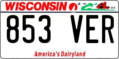 WI license plate 853VER