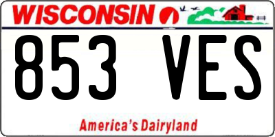 WI license plate 853VES