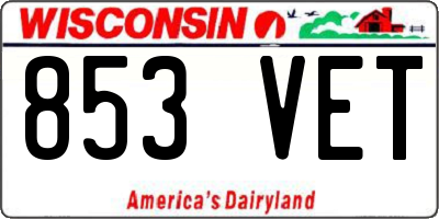 WI license plate 853VET