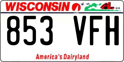 WI license plate 853VFH