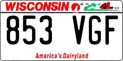 WI license plate 853VGF