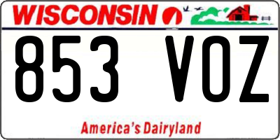 WI license plate 853VOZ