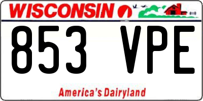 WI license plate 853VPE