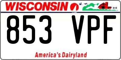 WI license plate 853VPF
