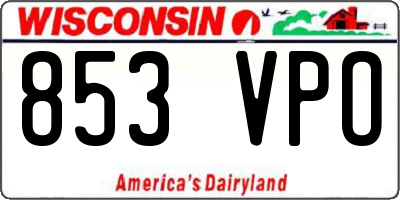 WI license plate 853VPO