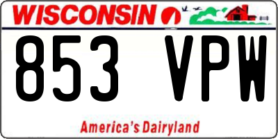 WI license plate 853VPW