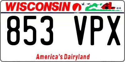 WI license plate 853VPX