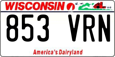 WI license plate 853VRN