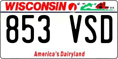 WI license plate 853VSD