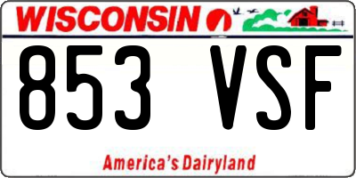 WI license plate 853VSF