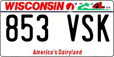 WI license plate 853VSK