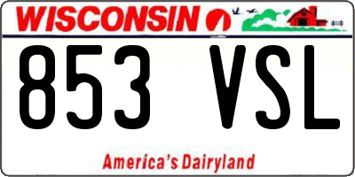 WI license plate 853VSL