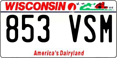 WI license plate 853VSM