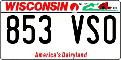 WI license plate 853VSO