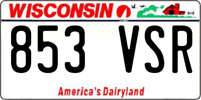 WI license plate 853VSR