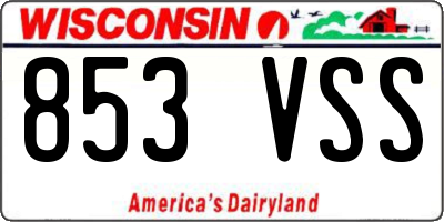 WI license plate 853VSS