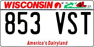 WI license plate 853VST