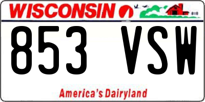 WI license plate 853VSW