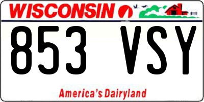 WI license plate 853VSY