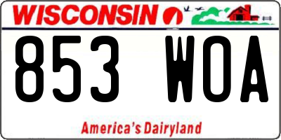 WI license plate 853WOA