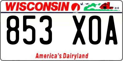 WI license plate 853XOA