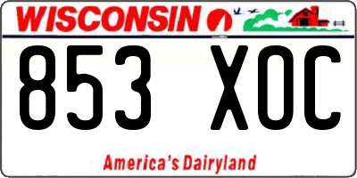 WI license plate 853XOC