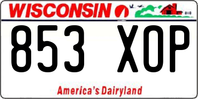 WI license plate 853XOP