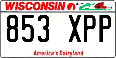 WI license plate 853XPP