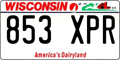 WI license plate 853XPR