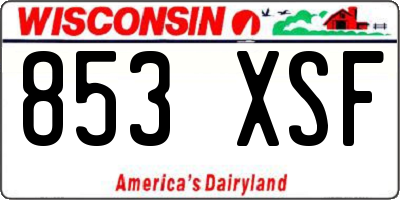 WI license plate 853XSF