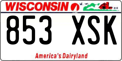 WI license plate 853XSK