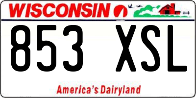 WI license plate 853XSL