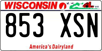 WI license plate 853XSN