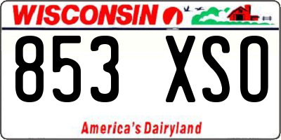 WI license plate 853XSO