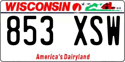 WI license plate 853XSW