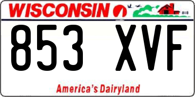 WI license plate 853XVF
