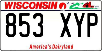 WI license plate 853XYP