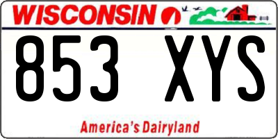 WI license plate 853XYS