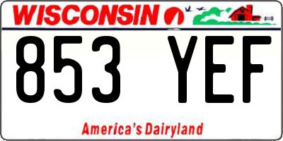WI license plate 853YEF