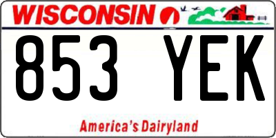 WI license plate 853YEK